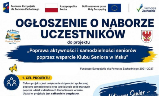 Zdjęcie do OGŁOSZENIE O NABORZE UCZESTNIK&Oacute;W DO PROJEKTU " POPRAWA AKTYWNOŚCI I SAMODZIELNOŚCI SENIOR&Oacute;W POPRZEZ WSPARCIE KLUBU SENIORA W IŃSKU" 